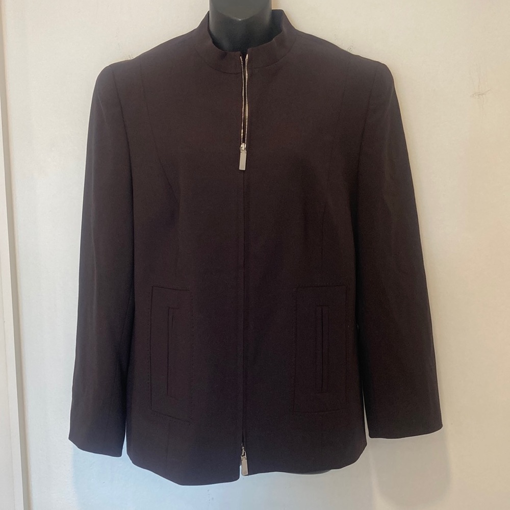 Louis Feraud Contraire Black Zip Jacket Size 12